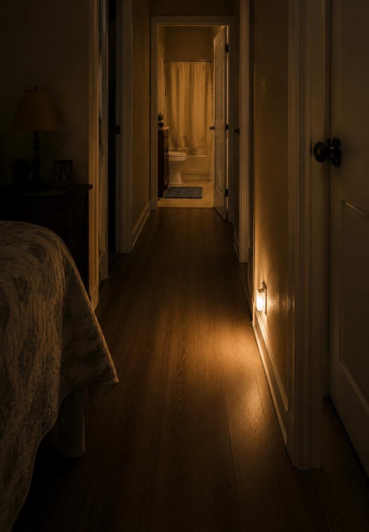 Motion sensor night light for hallway safety